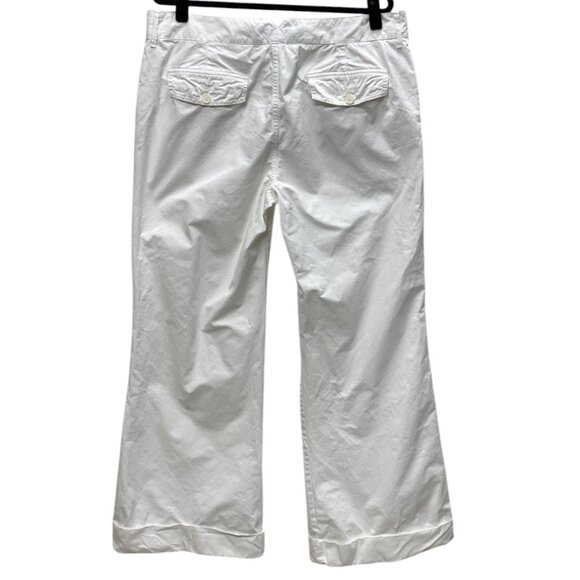 Old Navy Cotton White Sailor Pants, Sz 16, Mid-Rise Wide Leg Cuffs NEW Tiny Flaw - Picture 3 of 11